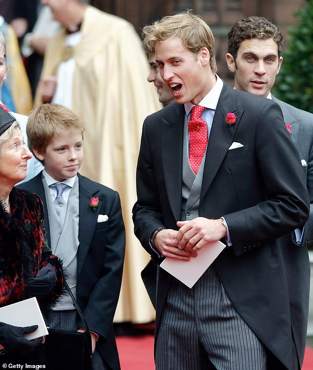 Prince William and Hugh Grosvenor in 2004 at the wedding of Edward van Cutsem and Lady Tamara Grosvenor at Chester Cathedral.