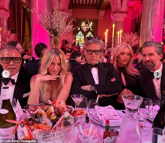 The aristocrat, daughter of the late John Crichton-Stuart, 7th Marquess of Bute and fashion designer Serena Bute, led guests, including Sienna Miller (pictured), Charlotte Tilbury and Poppy Delevingne, to her family seat in Mount Stuart House on the Isle of Bute in the Scottish Highlands