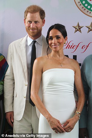 The Duchess of Sussex, pictured with Prince Harry last month, is among her celebrity fans.