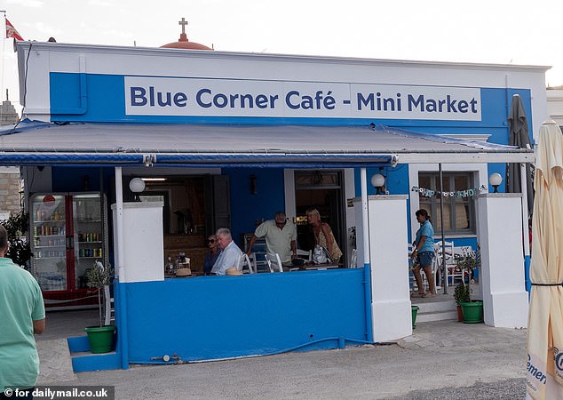 Pictured is the outside of the Blue Corner Cafe, where Dr Mosley was seen walking around on CCTV footage.