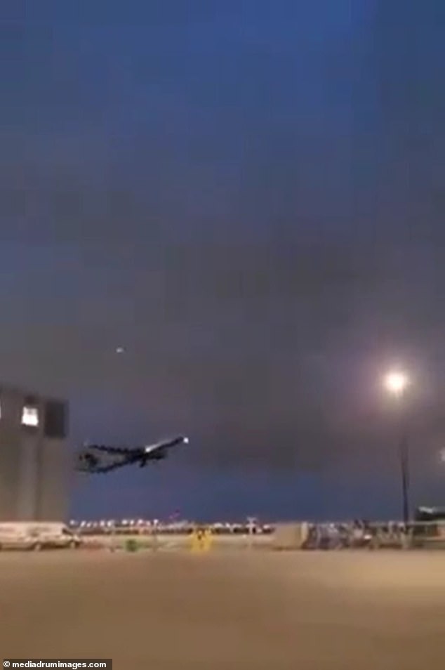 The plane is shown taking off at approximately 8:46 p.m. Wednesday before making an emergency landing at 9:50 p.m.