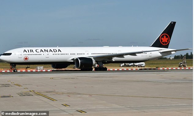 An Air Canada plane is pictured on the runway.