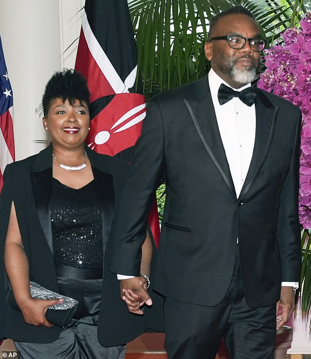 Johnson has spent far more than other elected officials on hair and makeup services; Pictured: Mayor Johnson and his wife, Stacie, at a state dinner at the White House.