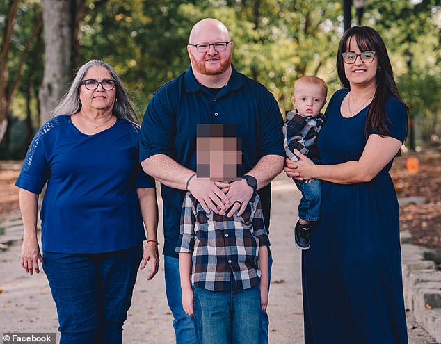 Julian died and his mother Margot Wood, 38, was injured. They are in the photo on the right, with the boy's grandmother, his father Jared Wood and his older brother.