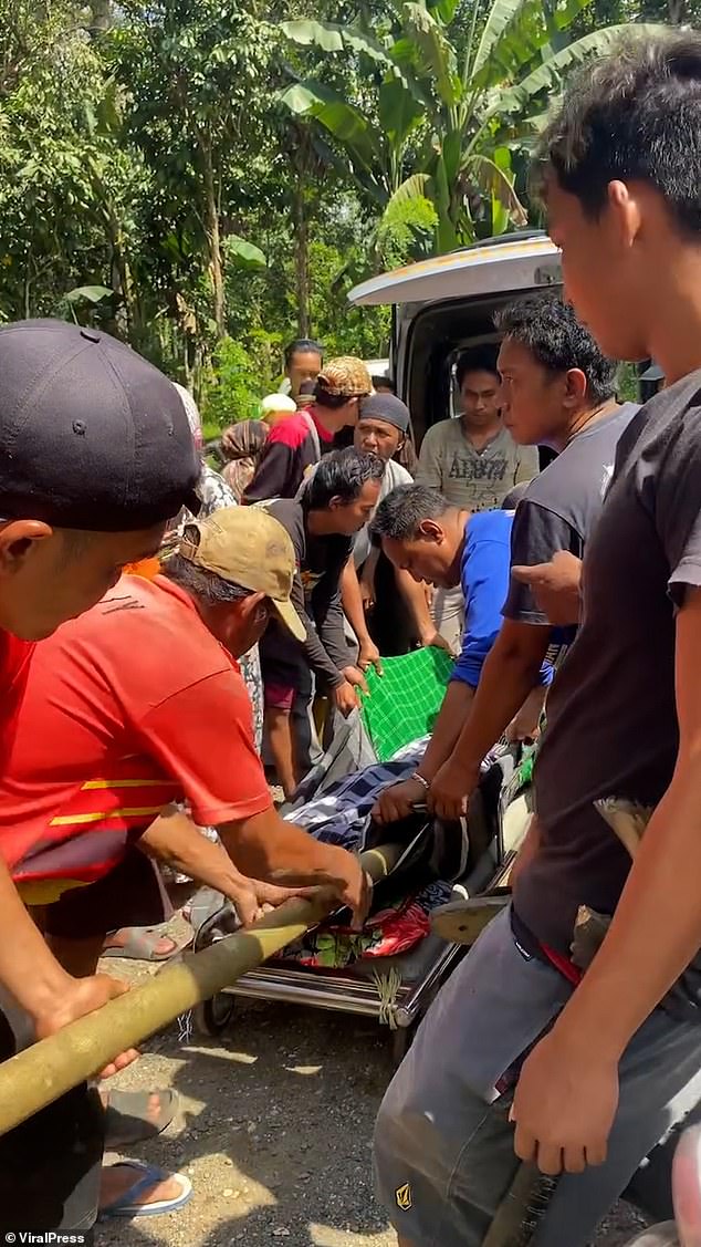 The villagers carried Farida out of the jungle and put her in a car to take her to her husband's house before she was buried.