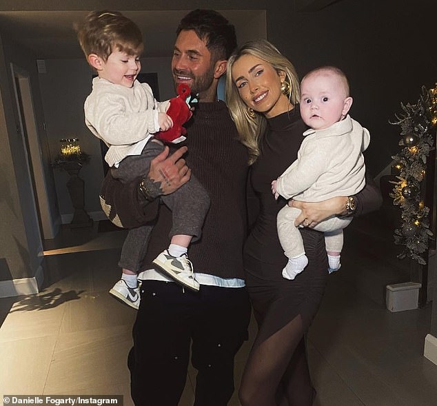 Carl's only other child is Danielle Fogary, 32 (pictured with husband Ross Worswick from Ex On The Beach and children Mason, three, and Maddox, 11 months.