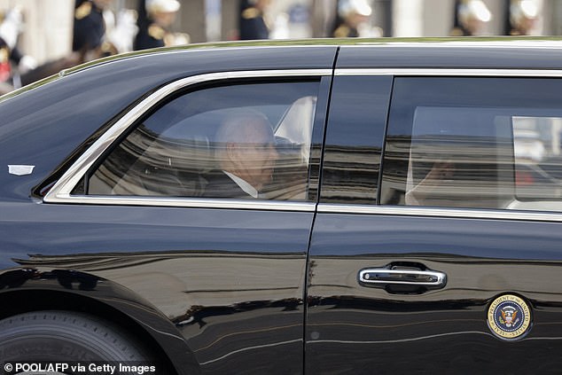 The Bidens arrive on the Beast. Jill Biden flew back to Paris to be by her husband's side