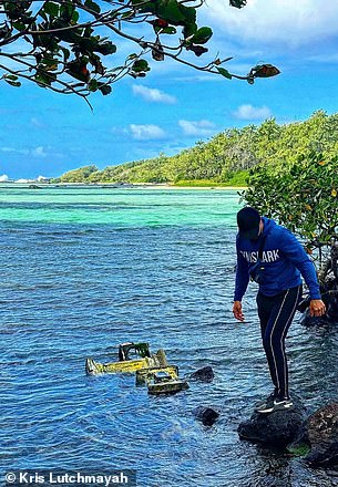 Kris by the ocean on the coast of Mauritius