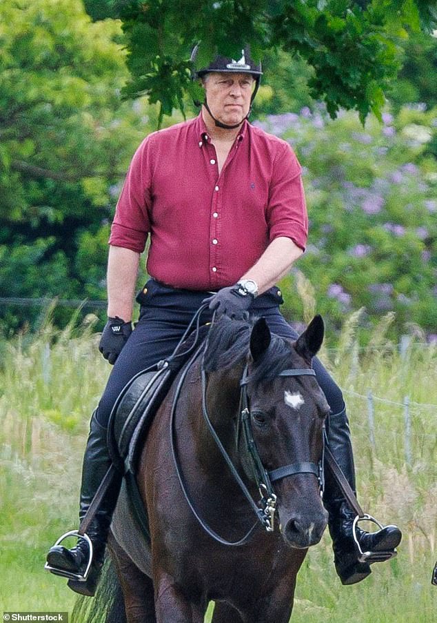 Royal Lodge, now in the spotlight amid the alleged refusal of current occupant Prince Andrew (pictured riding a horse in the grounds of his home earlier this month) to move out, has held its own current since the 19th century.