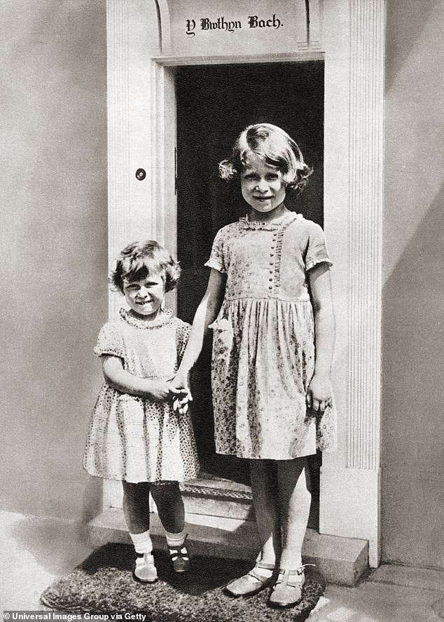 Princess Elizabeth and her sister, Princess Margaret, outside Y Bwthyn Bach in 1933.