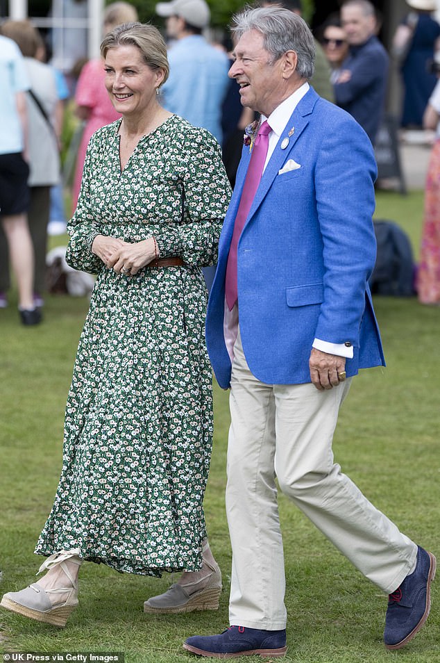 Sophie (pictured, left) was seen walking through the event with veteran groundsman Alan Titchmarsh (pictured, right), who is the show's honorary president.