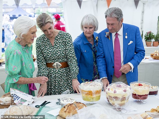 Alan Titchmarsh (pictured, right) also joined Dame Mary Berry (pictured, left) and Sophie (pictured, centre) as they looked at the desserts and bread.