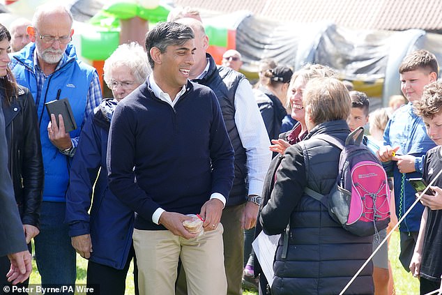 The First Minister pictured at a village party in Great Ayton, Yorkshire, today in the general election campaign