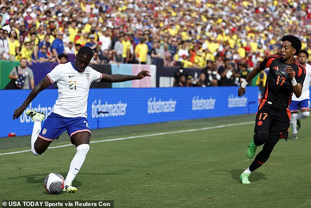 Juventus winger Tim Weah scored early in the second half to give the United States hope as they trailed 2-1.