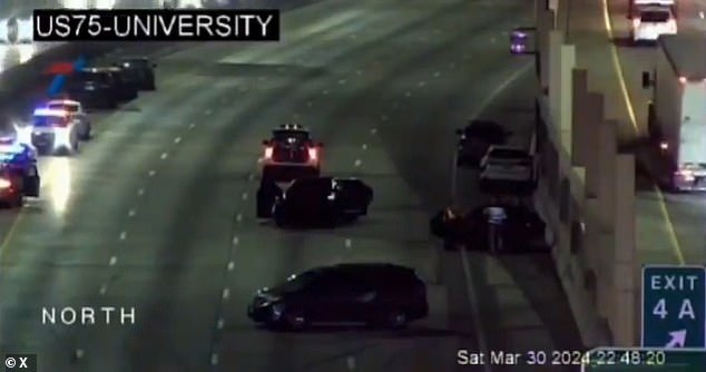 Rice and a friend crashed their cars on a Dallas freeway on March 31, striking six vehicles.