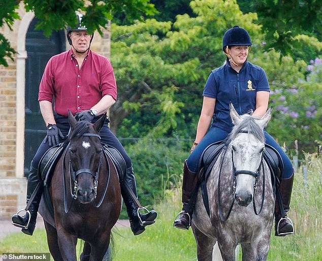 Prince Andrew was seen riding a horse this week with a boyfriend in the grounds of Windsor Castle. He is believed to be resisting attempts to evict him from the Royal Lodge.