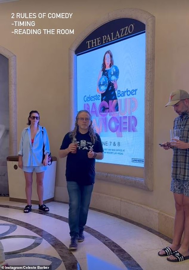 Dressed in a red bikini, a blue button-down shirt, shorts, and matching sunglasses, the internet sensation began looking around to see if anyone would notice that she was the woman in the photo.