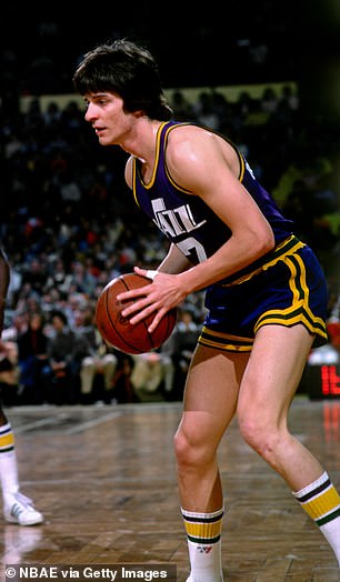 Pete Maravich played for the Atlanta Hawks, Utah Jazz (pictured) and Boston Celtics after playing college basketball at LSU, where he set the all-time NCAA Division 1 men's scoring record (3,667 points).