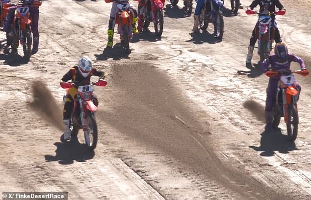 The race (pictured) takes place every year over the King's Birthday long weekend, along a 460km stretch of dirt road from Alice Springs to the remote indigenous community of Aputula.