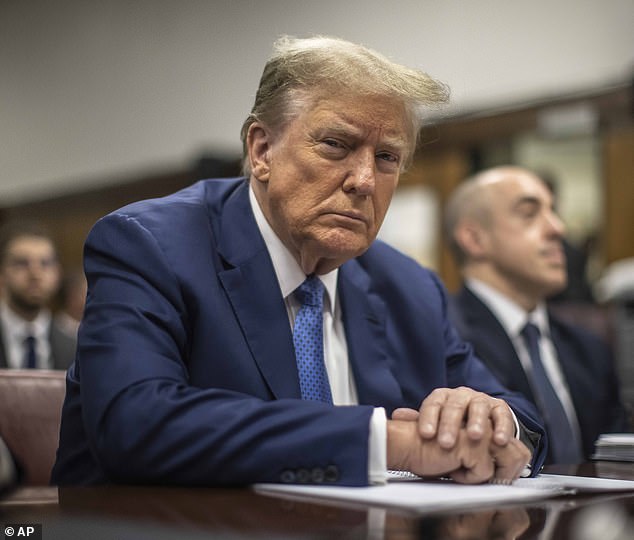 Citing state law, he said the former president is not a convicted felon despite the jury's verdict — that is, until a judge rules guilty at his sentencing. The presidential criminal is seen in Manhattan Criminal Court last month before the jury's verdict.