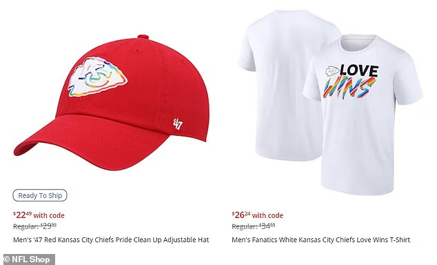 Teams have continued to sell Pride-themed merchandise at the official NFL store.