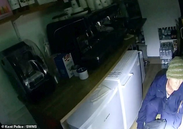 Body camera footage from an arriving Kent Police officer shows the moment they discover Clark hiding behind the restaurant counter.