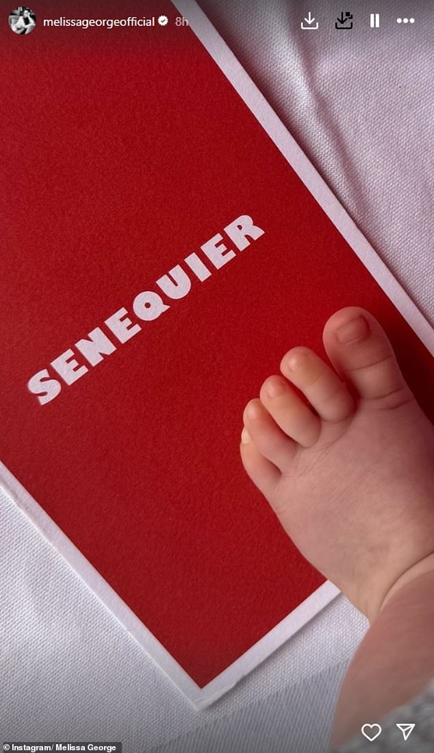 Melissa followed this with another photo of her baby's foot sitting on top of a menu.