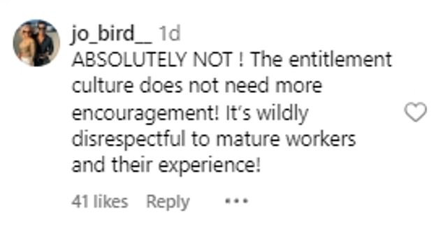 However, her strong stance that teenagers should not receive the same hourly wage or salary as middle-aged adults caused a major divide among Instagram users.