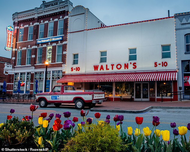 The city has evolved rapidly with the help of Walmart, which set up its headquarters in the 34.25-square-mile city decades ago, with a new one on the way. (pictured: The Walmart Museum)