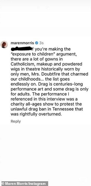 'The list is endless. Drag is a performing art that has been around for centuries and some drag is only for adults. The performance I referred to in this interview was an all-ages benefit show to protest Tennessee's illegal drag ban that was rightly overturned.