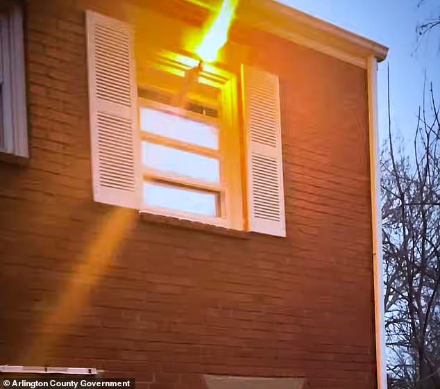 Before the house explodes, Yoo is seen shooting flares out the back window, where they land on a nearby park and elementary school.