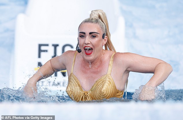 Olympian Sally Pearson was next to slide dressed as her childhood idol, Madonna.