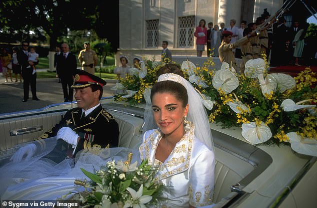 Rania and Abdullah leave Zahran Palace in their car after getting married 31 years ago