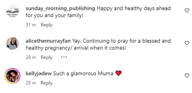 In response to the star's post, fans were quick to congratulate the baker while writing a slew of supportive comments when she announced her pregnancy in February this year.