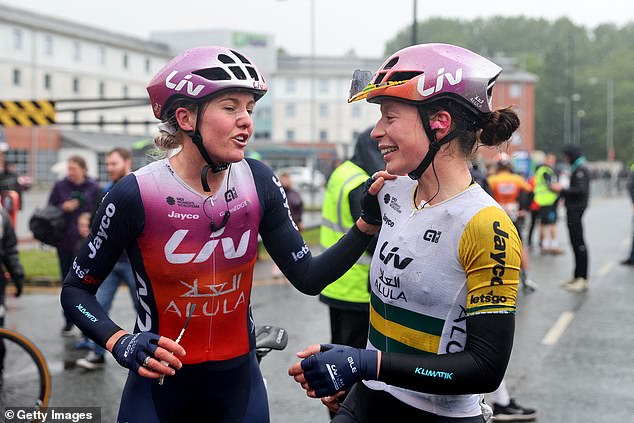 The Australian is congratulated by her compatriot Amber Pate (left) after her victory