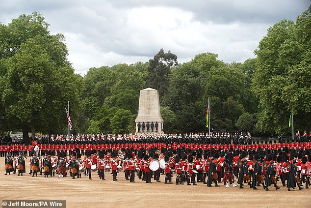 Troops take part in the Colonel's Review at the Horse Guards Parade in London on June 8.