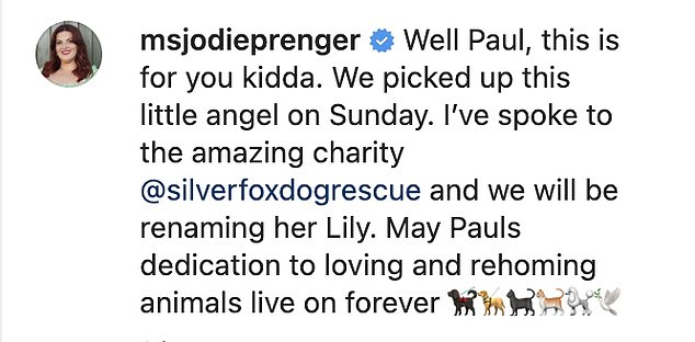 Last year, the soap star paid tribute to the late Paul O'Grady by renaming his new rescue dog Lily, in memory of the comedian's drag character, Lily Savage.