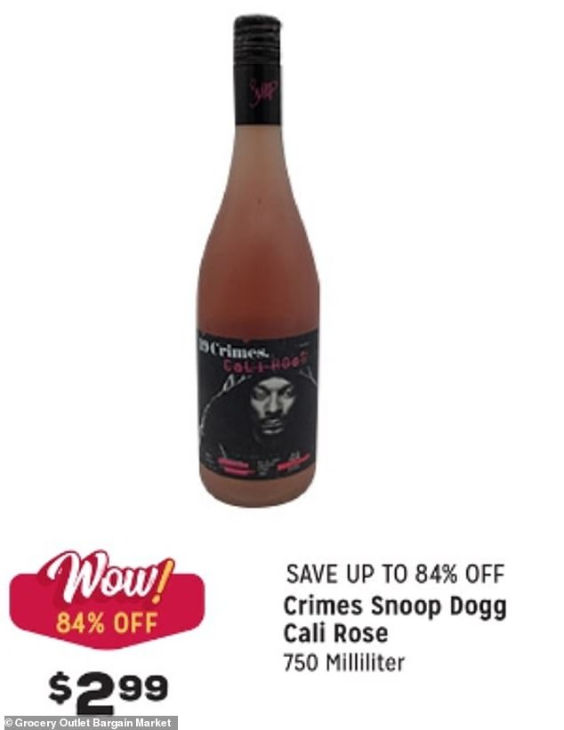 Rapper Snoop Dogg's 19 Crimes rosé can be purchased in-store for a whopping $2.99. The bottle typically sells for $15 or more online and in liquor stores.