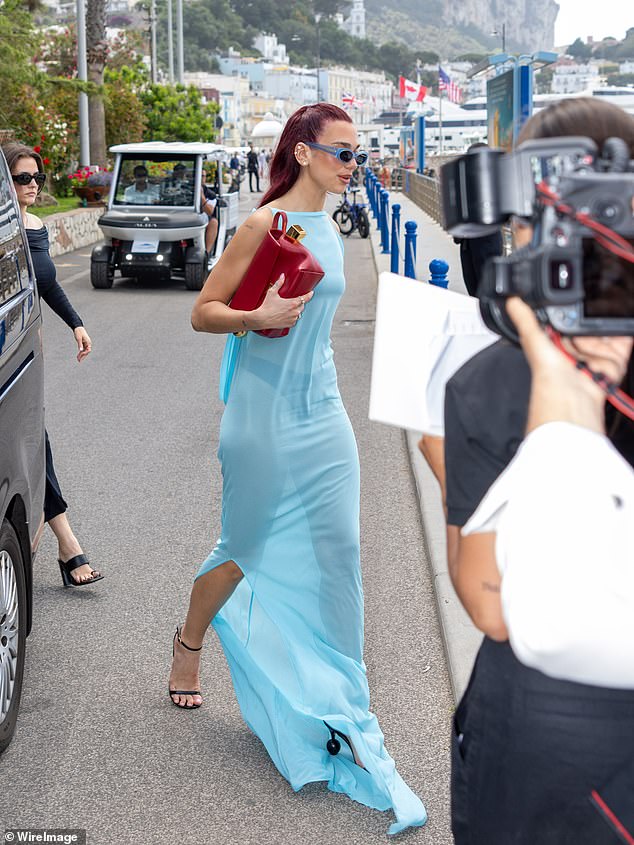 The 28-year-old singer, who is currently preparing to perform at Glastonbury, surprised with a semi-transparent dress.