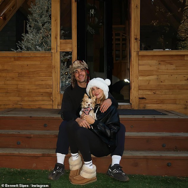 Bennett shared snaps of their romantic cabin getaway celebrating two years together