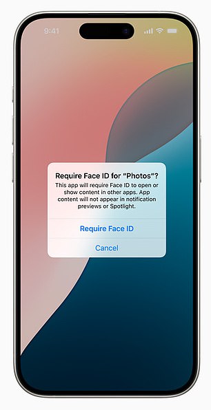 Users can also lock built-in apps like Mail, Messages, Notes, Phone, Photos, and Safari that can only be opened with Face ID.