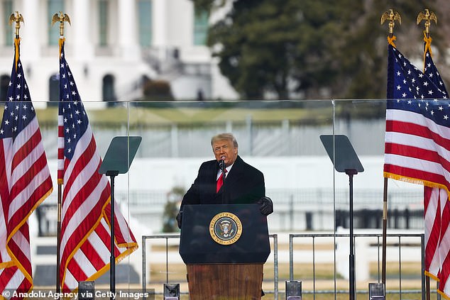 US President Donald Trump speaks at "March to save America" demonstration in Washington DC, United States, on January 6, 2021, just before the Capitol riot