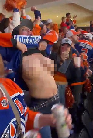 'Kate' put her chest on display during the team's victory in Game 5 of the NHL Conference Finals against the Dallas Stars on May 31.