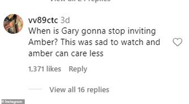 Someone asked, 'When is Gary going to stop inviting Amber over?' and described the confrontation as 