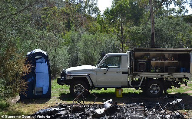 Lynn claims he was involved in a deadly struggle over his shotgun in the front of Mr Hill's Landcruiser (pictured).