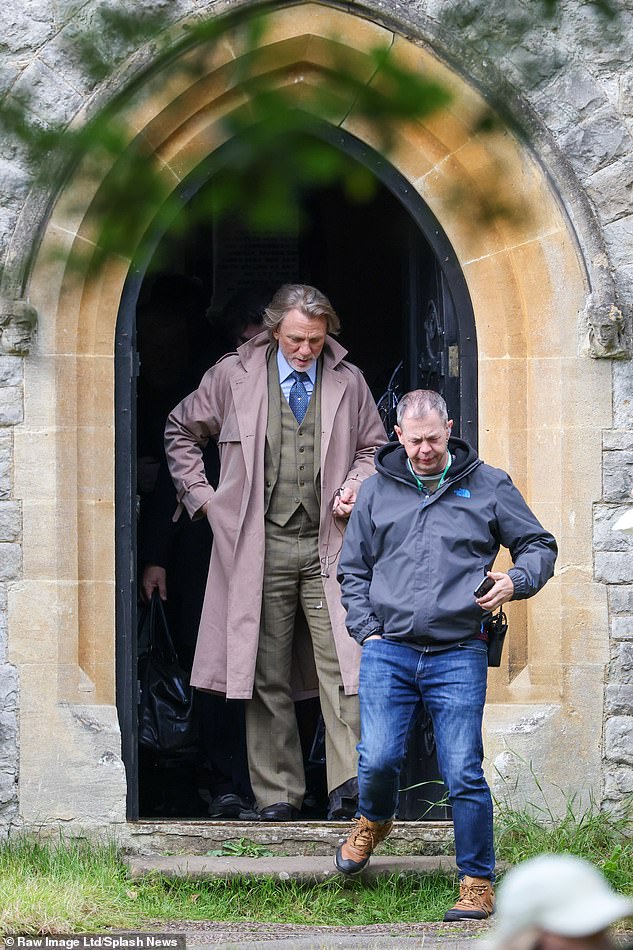 Filming took place outside a church.