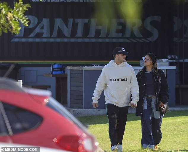 The pair have been spotted outside the Panthers headquarters several times in recent days as the Matildas have a break until the Paris Olympics.