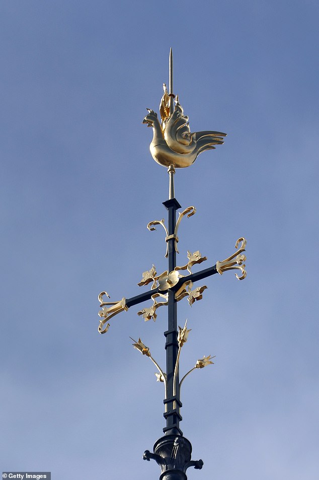 Notre Dame's new spire was first seen in February. The spire is decorated with a golden rooster and a cross.