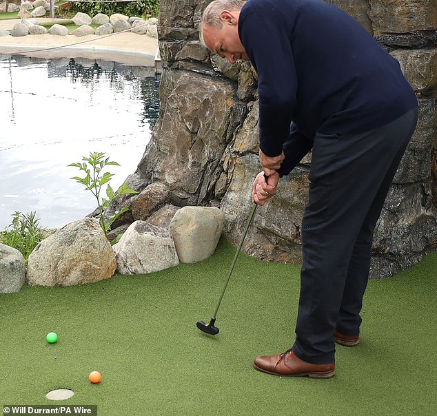 Davey hasn't received the same treatment yet, but he began his campaign with a clear pivot toward young voters. Pictured: Davey playing crazy golf at Wokingham Family Golf on Saturday