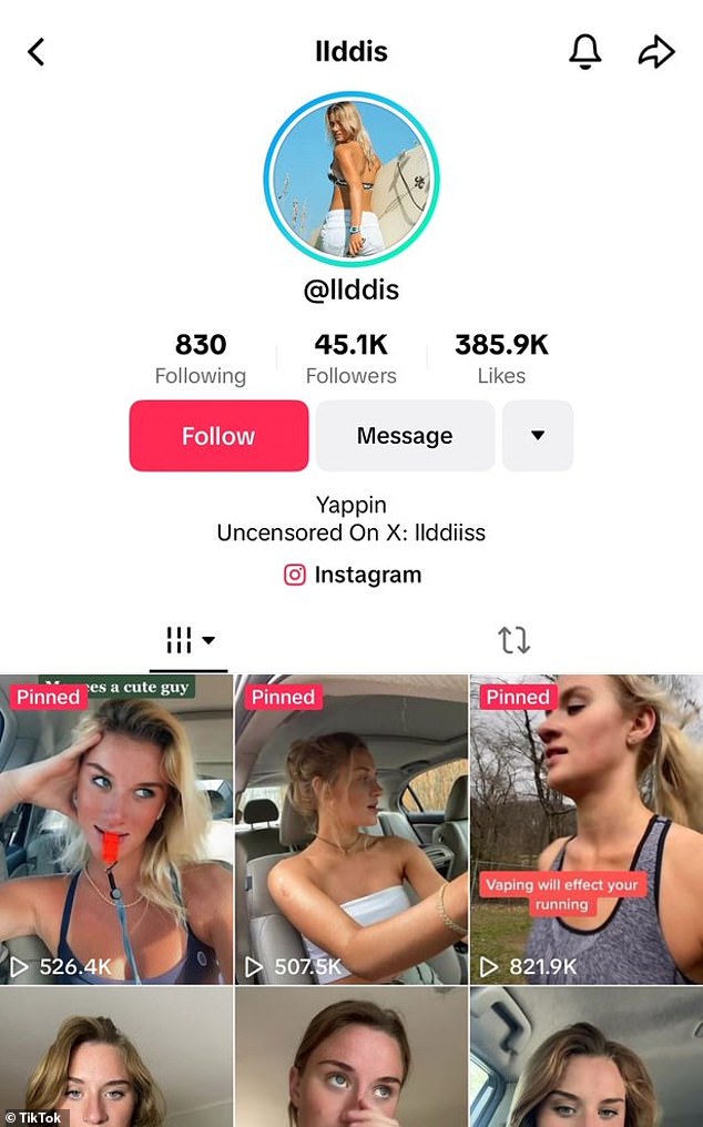 Gaddis had more than 45,100 followers on his now-suspended TikTok page